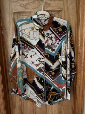 Zara floral chain print blouse